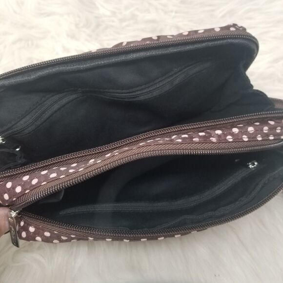 Nylon Brown Polkadot crossbody bag. - Picture 7 of 8